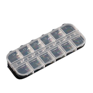 Caja organizadora de joyas de plástico con 12 compartimentos, transparente, de doble fila, con apertura independiente para almacenamiento de purpurina para decoración de uñas - Product Image 5