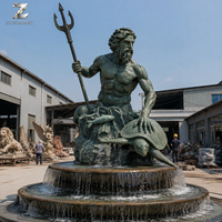 Statue de Poséidon en bronze, sculpture de fontaine personnalisée du dieu de la mer avec tortue pour la décoration extérieure de hôtels, de complexes hôteliers et de jardins.