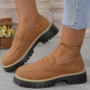Mocasines de Mujer Estilo Británico para Primavera/Otoño 2026, Casuales, de Gamuza, con Tacón Grueso, Talla Grande, Estilo Retro, Sin Cordones - Product Image 5