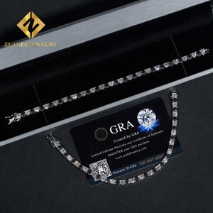 โซ่925สเตอริโอสีเงินโมอิสแซนเตอร์4มม. สร้อยข้อมือเทนนิสเพชรแล็บสีดำและสีขาวสร้อยข้อมือสำหรับผู้ชายผู้หญิง - Product Image 3