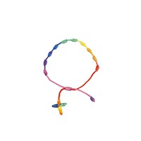 Bracelet chapelet arc-en-ciel, perles de prière colorées tissées à la main avec mini croix crucifix, cordon en nylon, souvenirs de festivals religieux