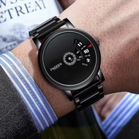 Fngeen S230 jam tangan pria, jam tangan Quartz Jepang klasik bisnis merek baja tahan karat tahan air untuk hadiah