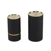 Tube cylindrique en papier noir doux au toucher vide de luxe 30ml 50 ml boîte cosmétique bouteilles en verre de parfum boîte-cadeau avec logo en relief