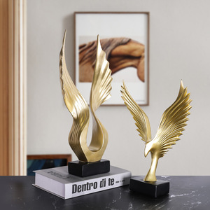 Creativo Desktop scultura animale Polyresin Eagle <span class=keywords><strong>statue</strong></span> ornamenti decorazione della casa arredamento in oro all'ingrosso - Product Image 5