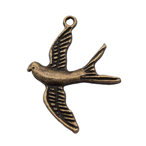 Colgante de golondrina en vuelo de 29x21mm, de aleación de zinc con acabado en plata envejecida, <span class=keywords><strong>para</strong></span> tobillera estilo tatuaje náutico - Product Image 5
