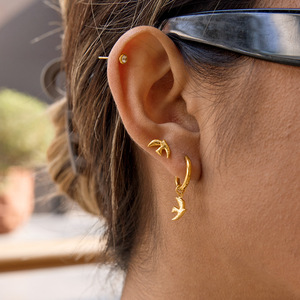Boucles d'oreilles en forme de colombe, en acier inoxydable 18 carats, bijoux fantaisie pour femmes, style élégant et chic - Product Image 3