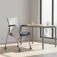 Chaise de conférence pliable avec tableau d'écriture intégré et roulettes, style bureau d'étudiant, chaise de bureau