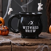 Mug en grès noir en forme de chaudron de sorcière, Mug en céramique chaudron de sorcière, Décoration d'intérieur sorcière, Cadeau magique