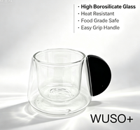 Mug à café en verre à double paroi avec poignée, résistant à la chaleur, isolé, pour thé, latte, cappuccino, usage domestique et professionnel
