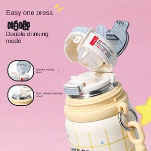 Thermos à double paroi pour boissons explosives, pour femmes, haute valeur esthétique, en acier inoxydable 316, portable pour étudiants, avec poignée, motif de dessin animé mignon - Product Image 3