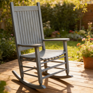 Sedia a Dondolo Artigianale Premium in Legno di Pioppo, Arredamento Rustico Stile Fattoria, Ideale per Camera da Letto, Relax e Comfort - Product Image 3