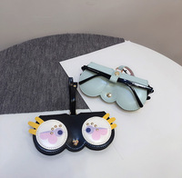 Étui de voyage portable en cuir PU, mignon, avec breloque de sac à main, porte-lunettes en cuir, étui à boucle de ceinture, étui à lunettes de soleil