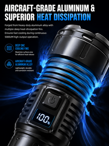 Lampe <span class=keywords><strong>torche</strong></span> ultra-lumineuse, projecteur LED haute luminosité pour extérieur, lampes de sécurité robustes, <span class=keywords><strong>torche</strong></span> rechargeable - Product Image 4