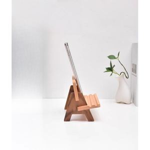 काले अखरोट/मेपल ठोस लकड़ी फोन स्टैंड बेंच-शैली चार्जिंग पोर्ट डिजाइन आसान स्थापना फ्लैट गार्डन बेंच स्टोरेज रैक - Product Image 5