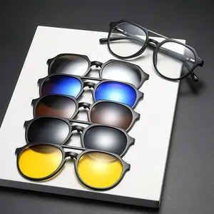 Fashion Unisex Woman Man Magnet Clip On Polarized Shades Sun Glasses Sunglasses Set