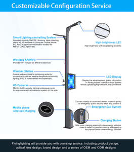 Poteau d'éclairage public intelligent LED de qualité supérieure, vente en gros d'usine, avec caméra CCTV, étanche IP65, construction en aluminium, garantie de 3 ans - Product Image 3