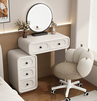 YIFAN Miroir LED sur pied moderne et durable, table de toilette murale avec grand meuble de rangement, en bois de pin blanc et panneau MDF, pour villa
