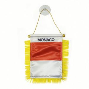 Custom Logo Hanging MONACO Pennant <b>Flag</b> for Car Rearview Mirror and Home Decoration Digital Printing Techniques - Product Image 1