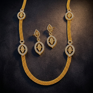 Conjunto de Collar Largo de Lujo Chapado en Oro con Diamantes CZ, Cadena de Eslabones Marquise para Novia, Joyería para Mujer - Product Image 2