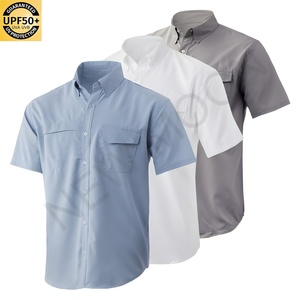 เสื้อเชิ้ตผู้ชายแบบสั่งทำพิเศษ ป้องกันแสงแดด UPF 50+ เสื้อเชิ้ตทำงานแบบติดกระดุม เสื้อตกปลา เสื้อเชิ้ตแขนสั้นสำหรับกิจกรรมกลางแจ้ง เสื้อตกปลาผู้ชาย - Product Image 5