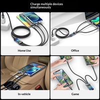 Câble de charge USB A vers USB C 100W 3 en 1 avec affichage numérique, super rapide, en nylon tressé, pour iPhone, Samsung, Android