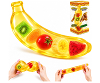 Bananen-tomaat squishy fidget toy met vaseline textuur, stressverlichtend, transparante bananen squishy toy met kleurrijk fruit, knijp-speeltje