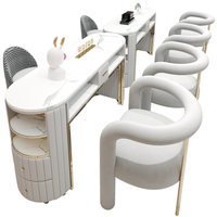 Ensemble table et chaise de manucure personnalisable en marbre, style luxe léger, résistant aux taches, haut de gamme, écologique