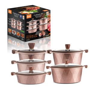Juego de Ollas RAF Antiadherentes con Tapas de Vidrio, Cuerpo de Aluminio, Compatible con Estufas de Gas e Inducción R.80004 RAF Cookwar - Product Image 3