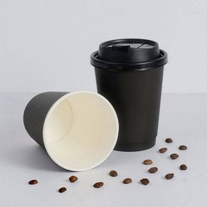 12oz Custom <b>Double</b> <b>Wall</b> Insulated Biodegradable Disposable Kraft Paper <b>Cup</b> Eco-Friendly <b>Coffee</b> <b>Cups</b> to Go with Sip Lid Cover - Product Image 1
