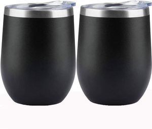 Gobelet isotherme en acier inoxydable sans pied avec couvercle, 12 oz, double paroi, isolé sous vide, pour le voyage, pour le café - Product Image 5