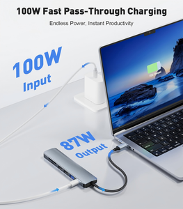 USB C Hub 7 in 1 Multiport Adapter with <b>4K</b> <b>HDMI</b> Dongle, 100W PD, SD/TF Card Reader, 3 USB-A, USBC Docking Station - Product Image 4