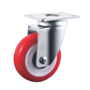 VIMA Universal Red 3 to 5 Inches Swivel Castor PU PP 100kg-150kg Heavy Duty Ball Bearing EN12532 Certified <b>Trolley</b> Caster - Product Image 2
