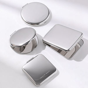 <span class=keywords><strong>Miroir</strong></span> de maquillage compact pliable de voyage, double face, en acier inoxydable, avec logo personnalisé CF - Product Image 1