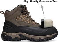 Botas de Trabajo para Hombre con Puntera de Seguridad Compuesta, Cuero Marrón |   Cuero Antideslizante, Resistente a Pinchazos y a Impactos, Antiestático