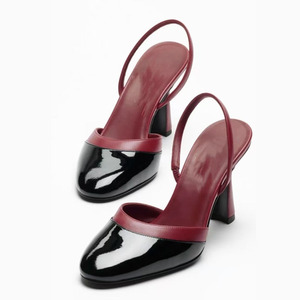 Sandales à talons hauts pour femme, grande taille 45, à bride arrière, bout rond, patchwork, style slingback, multicolores - Product Image 2