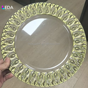 LEDA Modern Gold Color Charger <b>Plates</b> 13 Inch <b>Plastic</b> Acrylic <b>Dinner</b> <b>Plate</b> Chargers - Product Image 1