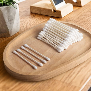 Nettoyage écologique, 300 pièces de cotons-tiges en coton de couleurs mélangées avec bâtonnet en plastique, dans une boîte demi-ronde rénovée - Product Image 3