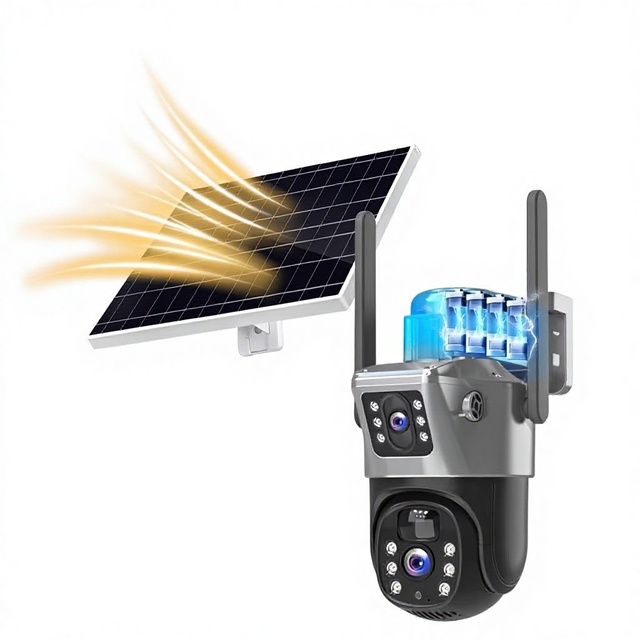 Solar Outdoor Security Camera 4K AI Smart WiFi Wireless with Auto Tracking Two-Way Audio CMOS Sensor SD Card Storage IP66 H.265
