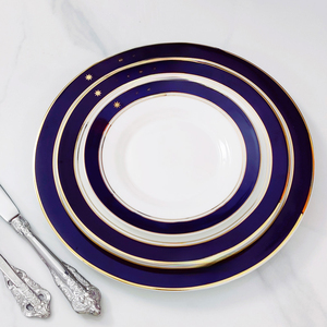 High-End 10 Inch Ceramic Western Food Plate <b>Set</b> Blue Gold Edged Steak Plate for Hotels & Restaurants Tea <b>Cups</b> & Saucers - Product Image 4