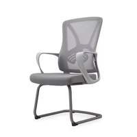 Chaise de bureau ergonomique en maille grise, grande taille, dossier moyen, confortable, pour personnel, moderne, pour bureau, école, hôpital