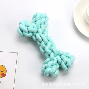Pet Dog Chew Toy Cotton <b>Rope</b> Bone Teething Toy For Medium Large Dogs Blue Pink <b>Light</b> Blue Durable Bite Resistant Teeth Cleaning - Product Image 1