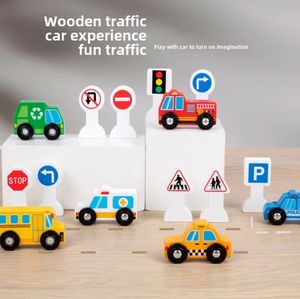 Éducation précoce voiture en bois jouets modèle de voiture de transport en bois pour enfants panneaux de <span class=keywords><strong>signalisation</strong></span> blocs de construction - Product Image 1