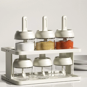 1pc Glass Seasoning <b>Bottle</b> With Telescopic Spoon Household Kitchen Salt Storage Box Leak Proof and Moisture-proof - Product Image 3