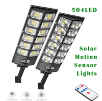 504 LED Puissante Lampe Solaire d'Extérieur avec Détecteur de Mouvement, Étanche, 12000 Lumens, pour Éclairage Public Solaire