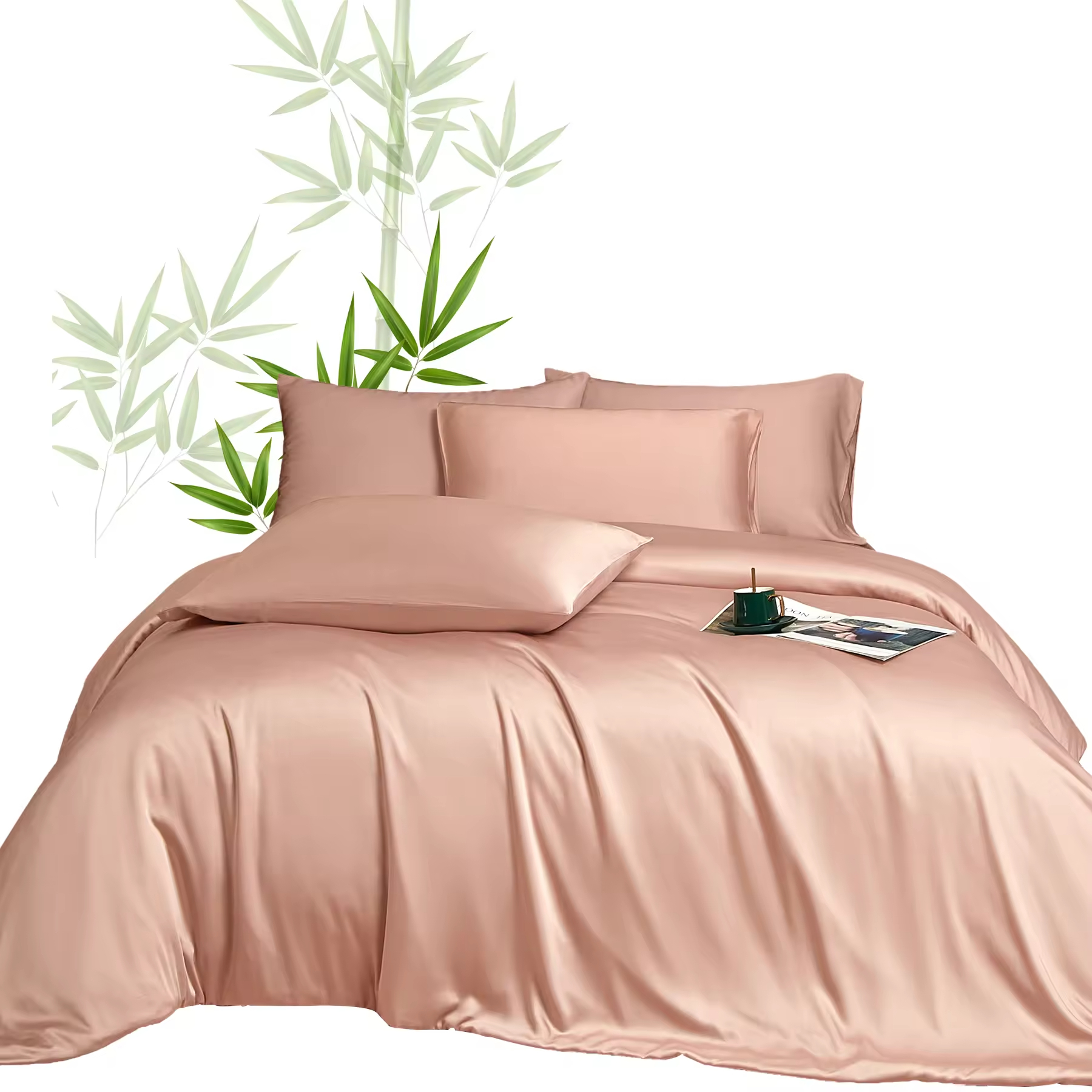 Eco-friendly 100% Organic Bamboo Lyocell Bedding Set 4pcs Bamboo Sheets & Cooling Bedding Organic Bamboo Sheets