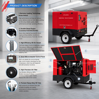 Compresseur d'air diesel à vis Luoyou 185 CFM, compresseur d'air diesel portable pour l'exploitation minière, moteur diesel 185 CFM, marteau perforateur