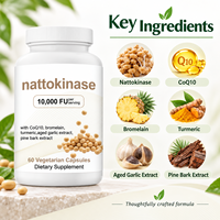 Nattokinase 10000 FU en capsules avec CoQ10, curcuma et extrait d'ail vieilli – Soutien cardiaque – Complément végétarien