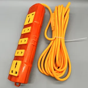 Factory Hotsale International Universal Plug Power Board 2m 3m 5m Orange Copper Wire 12 Holes 5 Output Socket