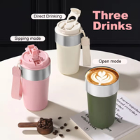 Gobelets isothermes personnalisés de 500 ml en gros pour OEM/ODM – Tasse à café bleue avec couvercle, bouteille d'eau en acier inoxydable sous vide pour le voyage