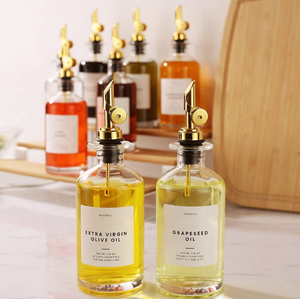 350ml 500ml 자동 개폐 오일 컨트롤 병 가정용 식초 향신료 제어 주방 럭셔리 투명 유리 병 - Product Image 1